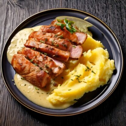 Filet mignon de porc à la moutarde et purée maison