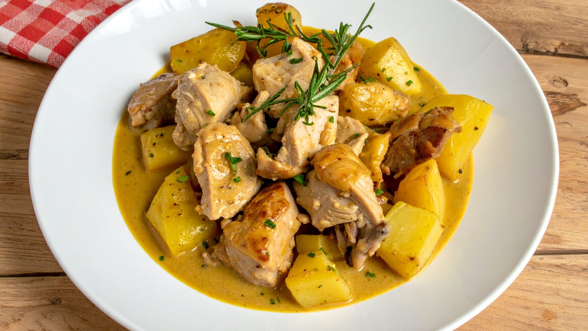 Sauté de dinde à la moutarde et pommes de terre sautées