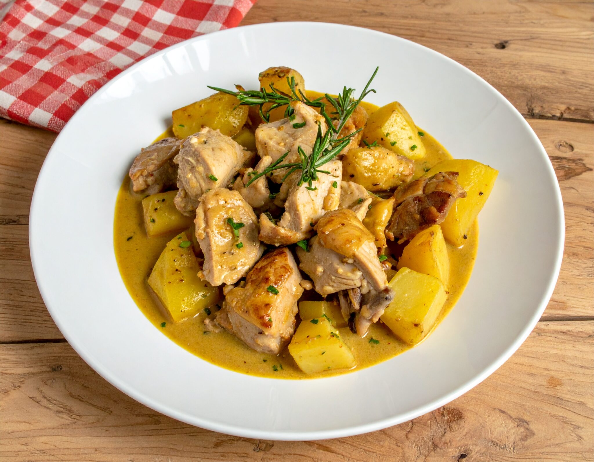 Sauté de dinde à la moutarde et pommes de terre sautées
