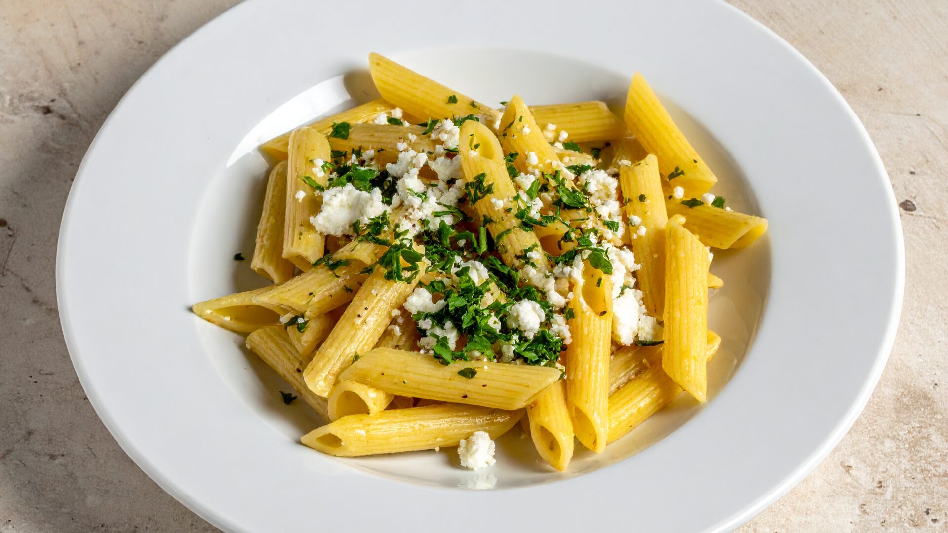 Penne aux herbes fraiches et ricotta
