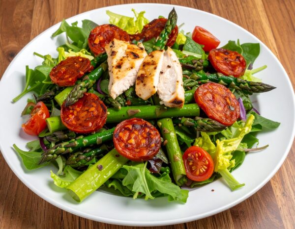 Salade Poulet, chorizo et Asperges