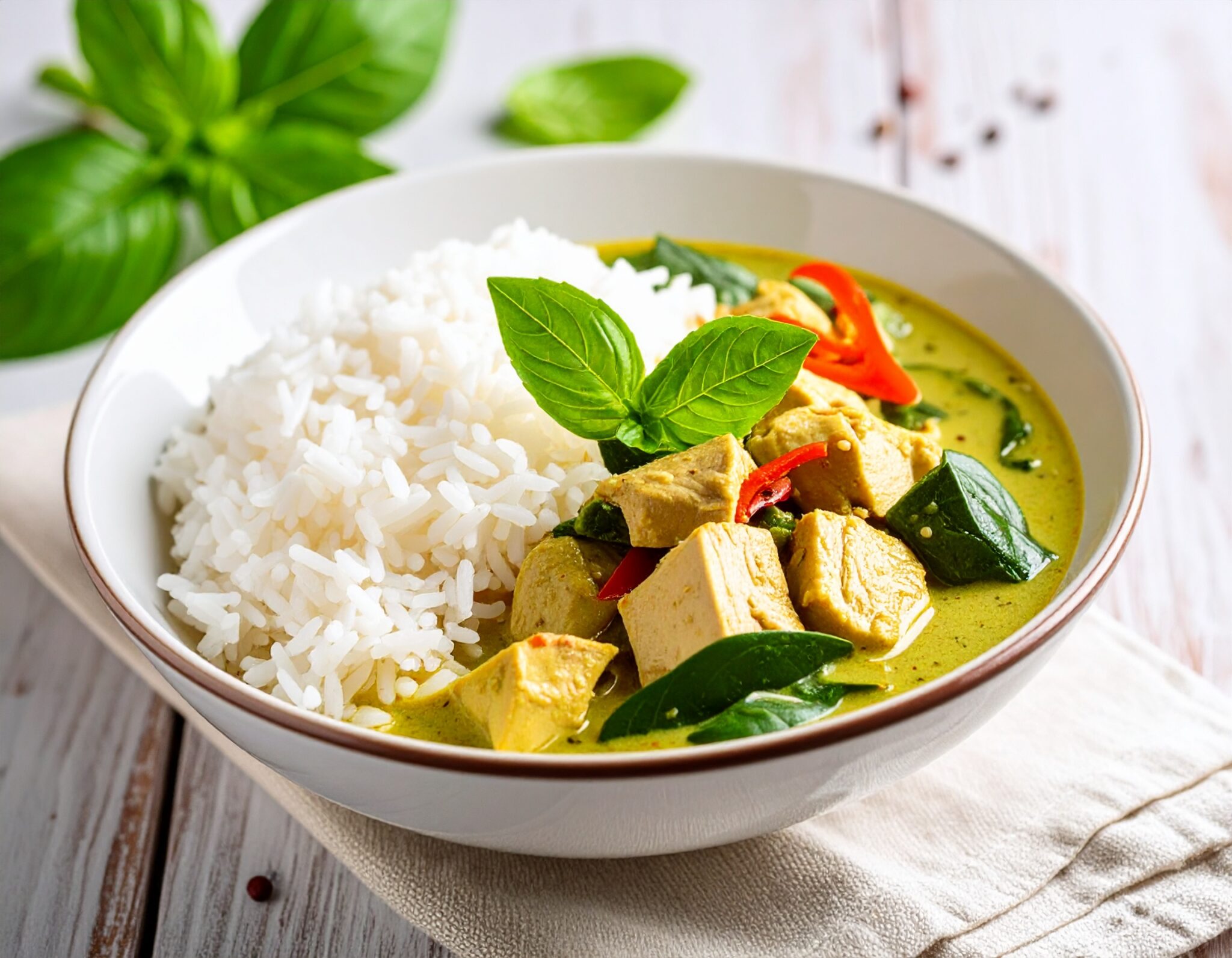 Curry vert Thaï à la dinde et au riz
