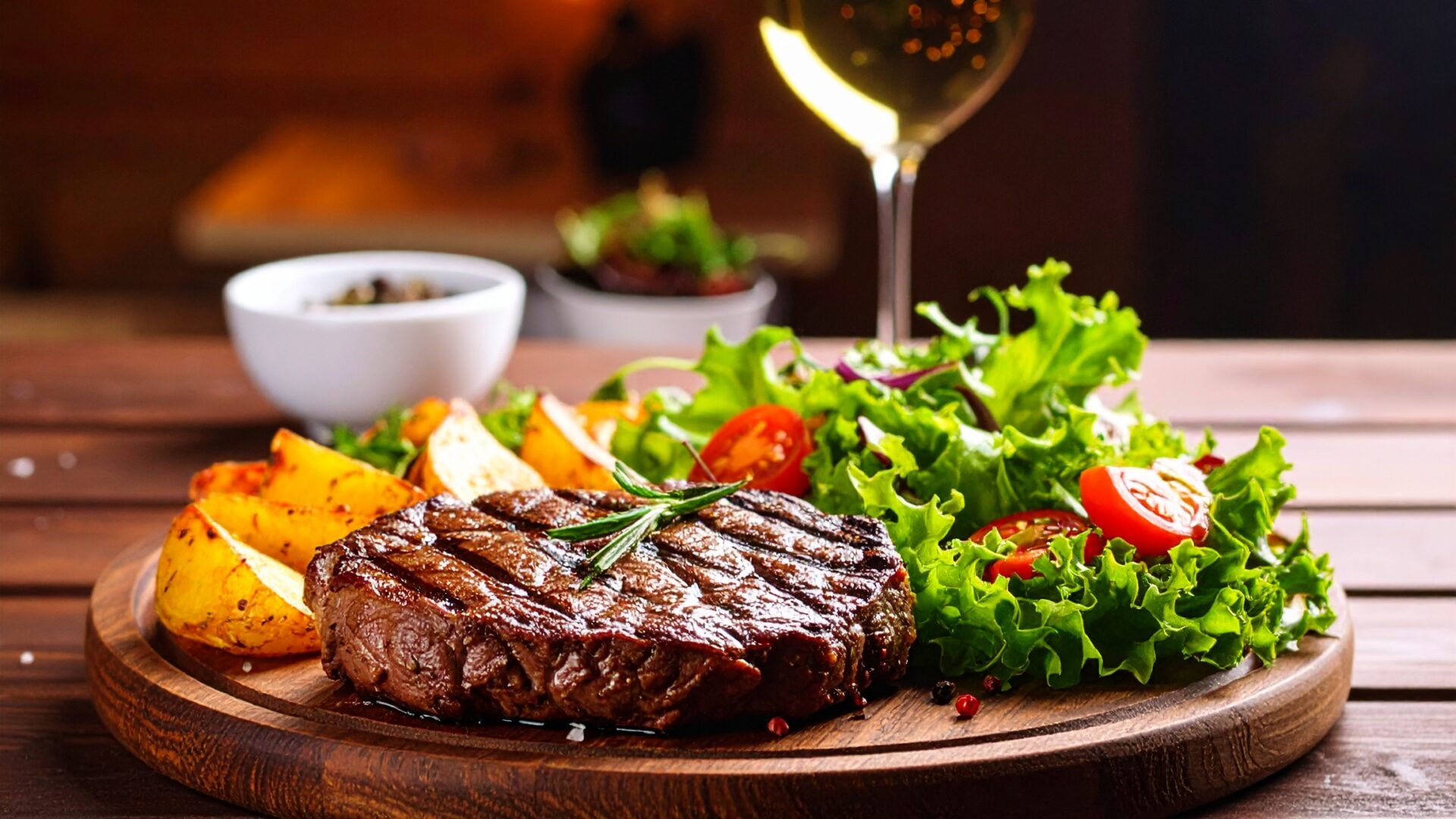 Faux filet de Boeuf potages et salade verte
