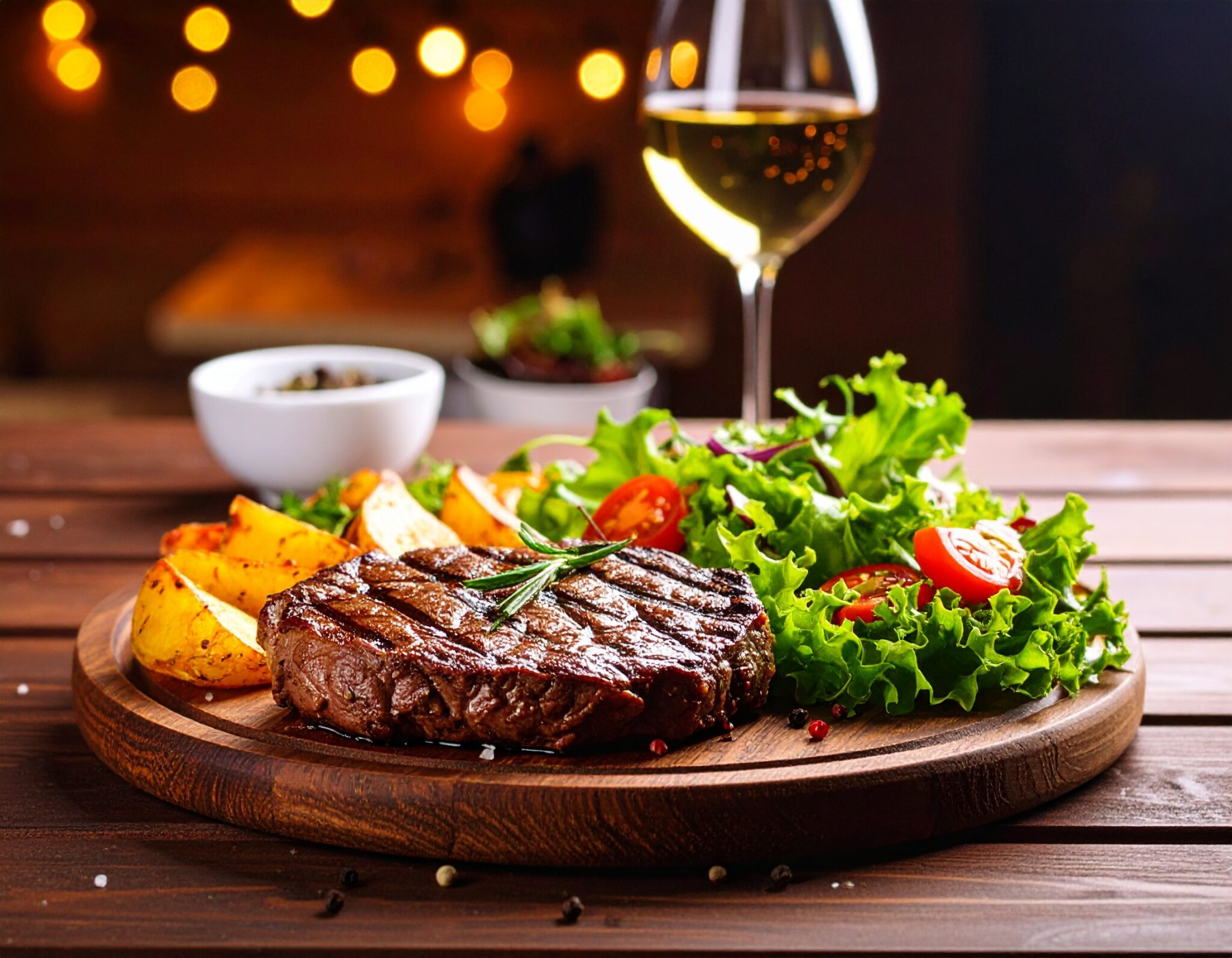 Faux filet de Boeuf potages et salade verte