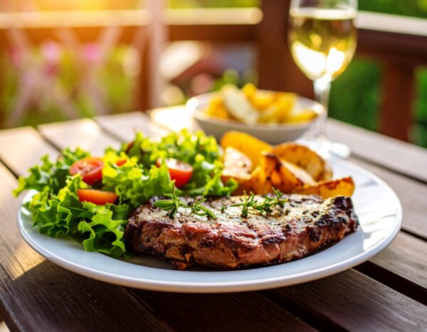 Entrecôte de boeuf et pommes de terre sautées