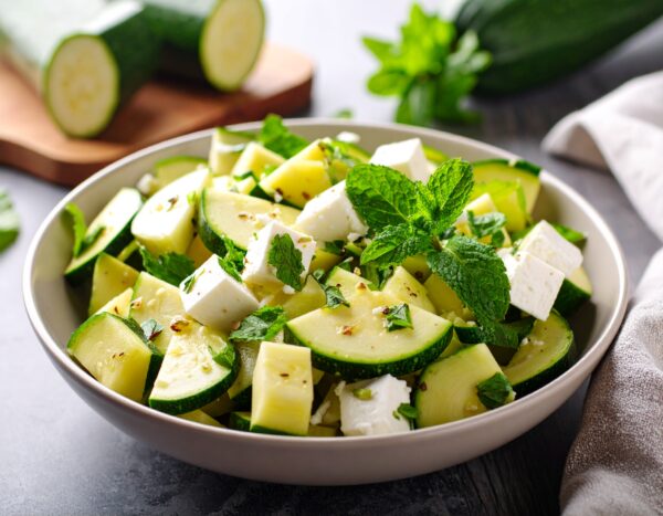 Salade de Courgette, menthe fraiche et fêta
