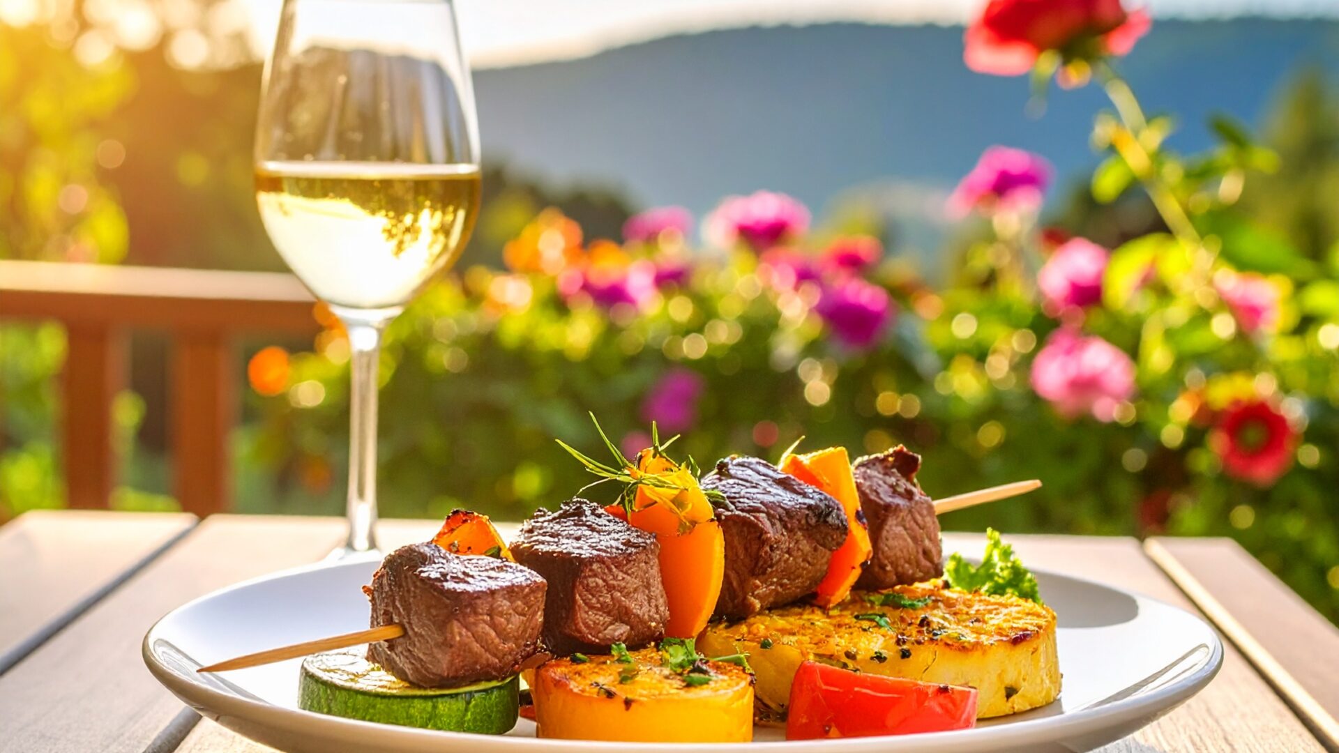 Brochette de Boeuf et Tian de légumes