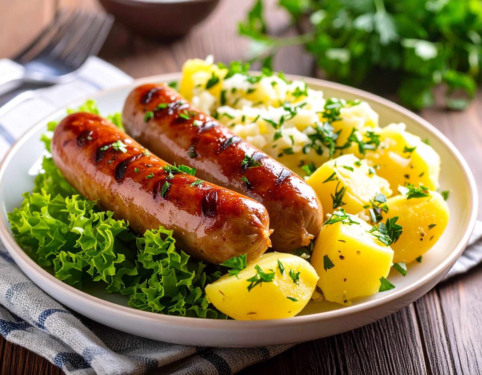 Chipolatas et salade de pommes de terre