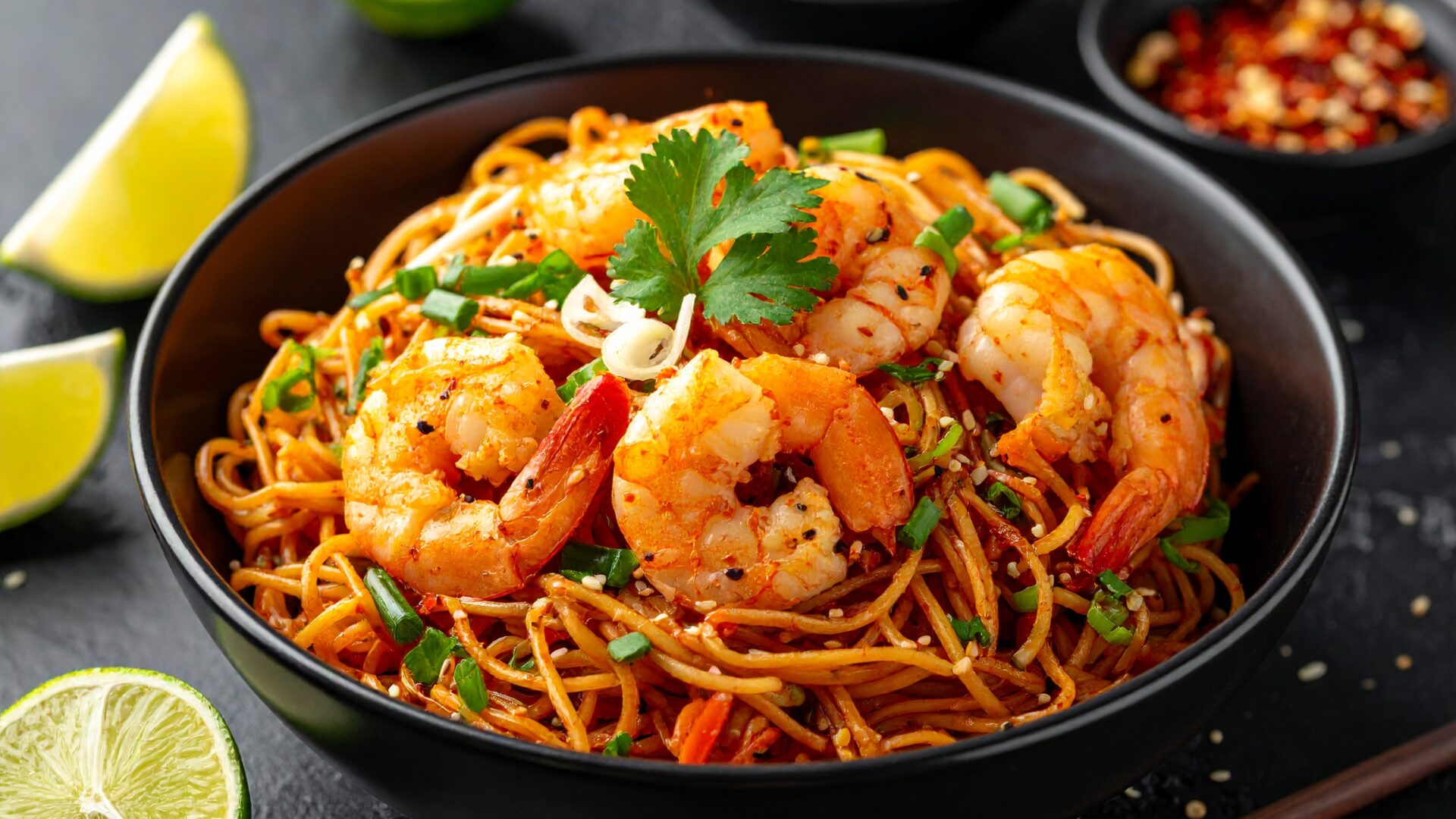 Nouilles sautées aux crevettes