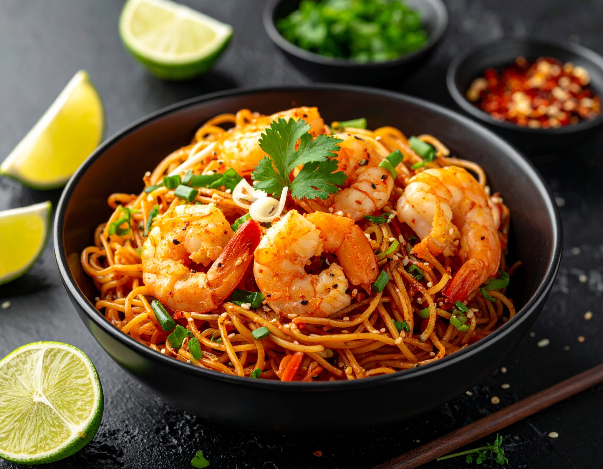 Nouilles sautées aux crevettes