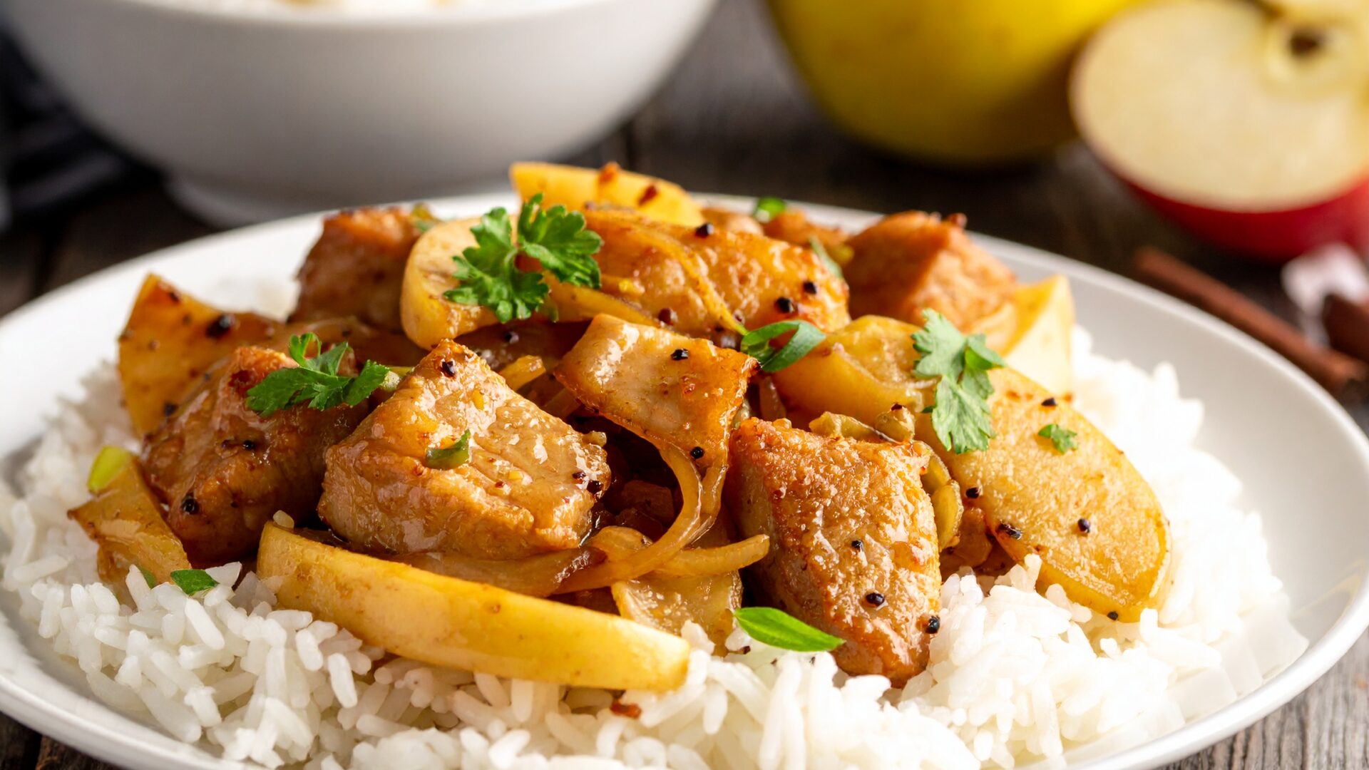 Sauté de porc au cidre pomme et riz