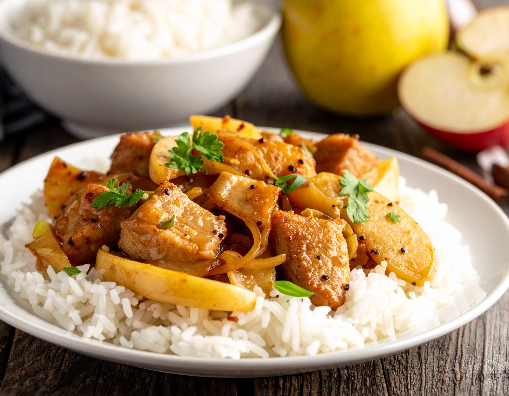 Sauté de porc au cidre pomme et riz