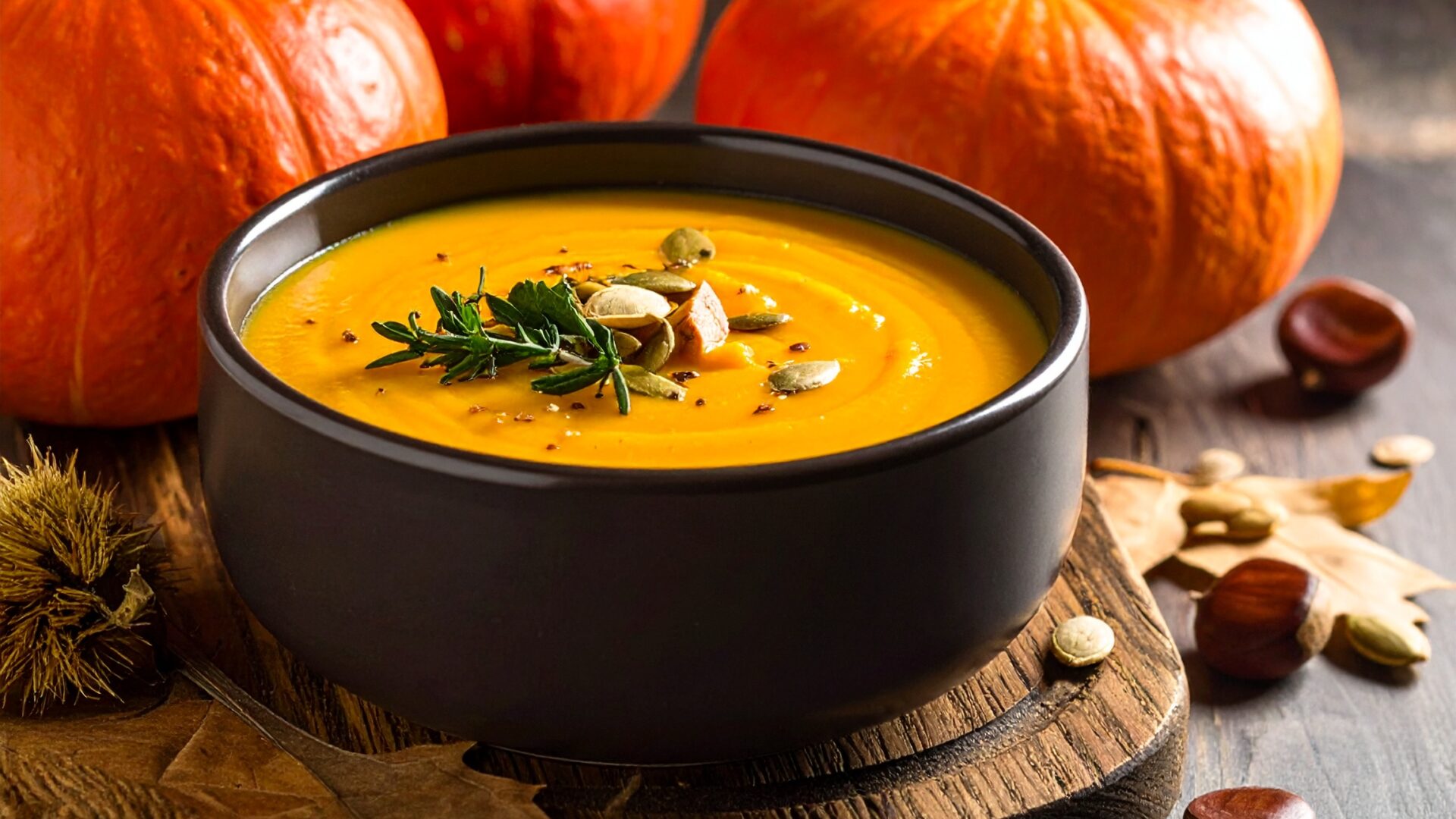 Velouté de Potimarron rôti et châtaigne