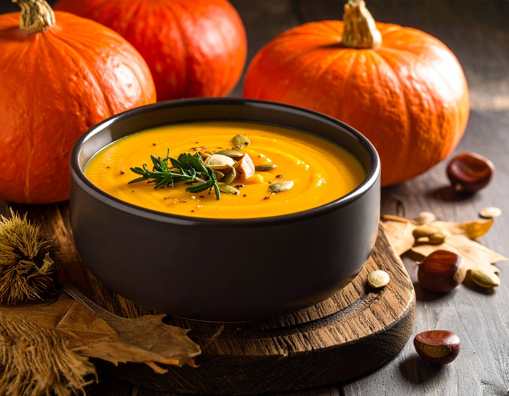 Velouté de Potimarron rôti et châtaigne