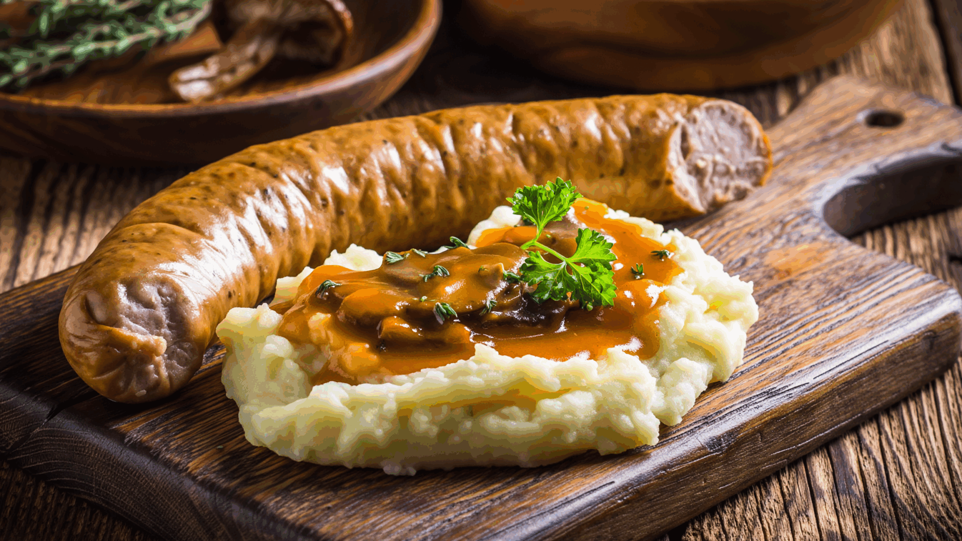Saucisse de Toulouse et purée au Cantal