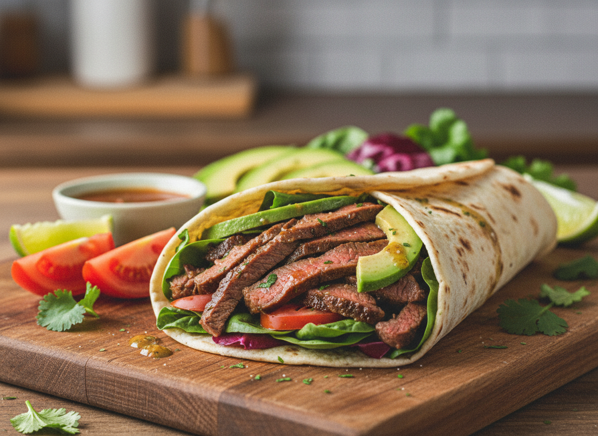 Wrap de boeuf mariné à la Mexicaine