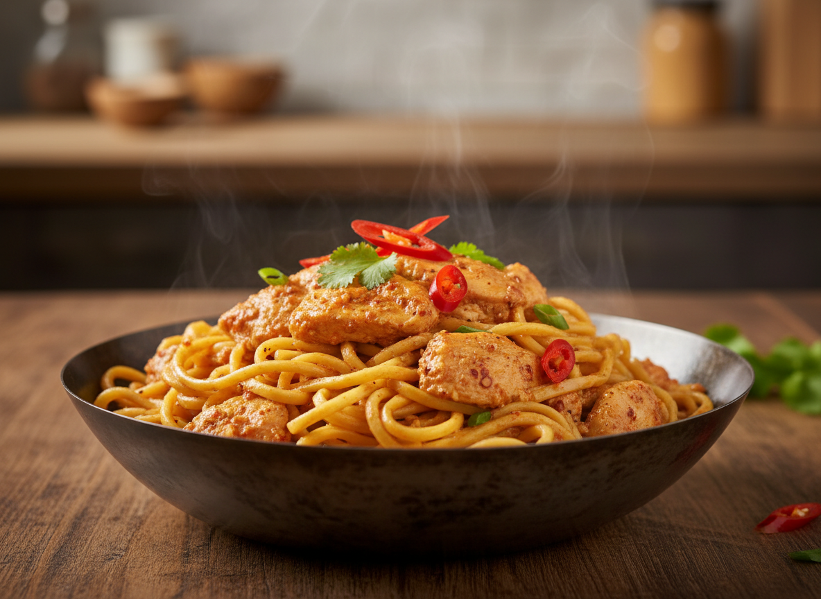 Wok de poulet coco épicé