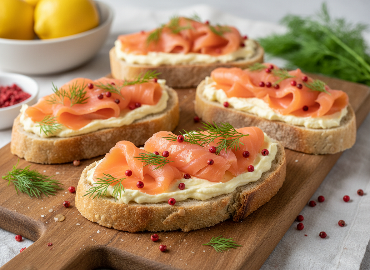 Tartine festive au Saumon fumé et crème citronnée